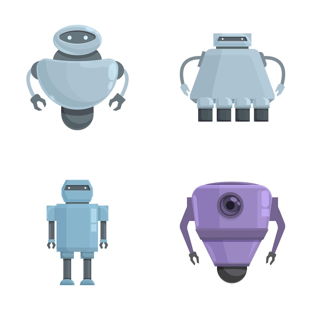 Robot technologie iconen set cartoon vector Moderne elektronische robot