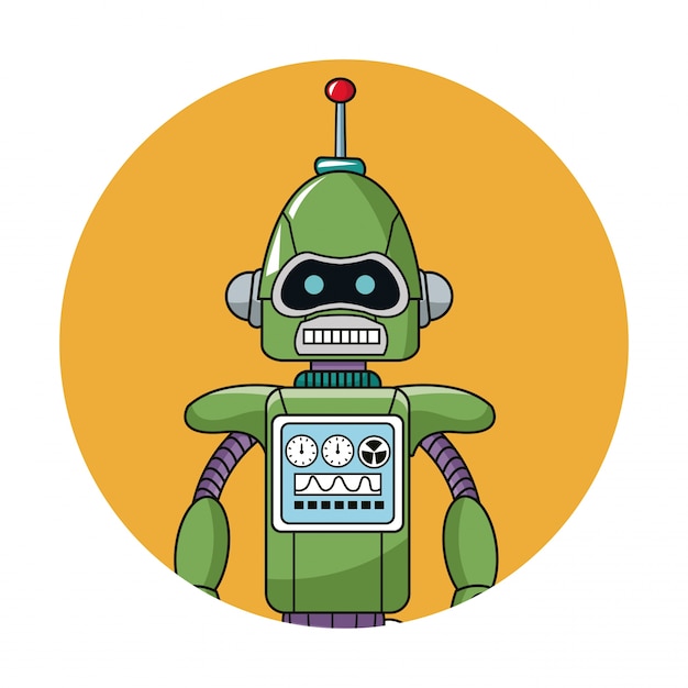 Robot technology circle icon