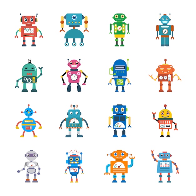 Robot Technology Flat Icons