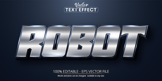 Robot text shiny silver color style editable text effect