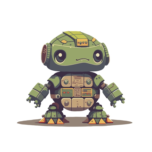 Robot turtle machine character design template in vector cartoon illustration