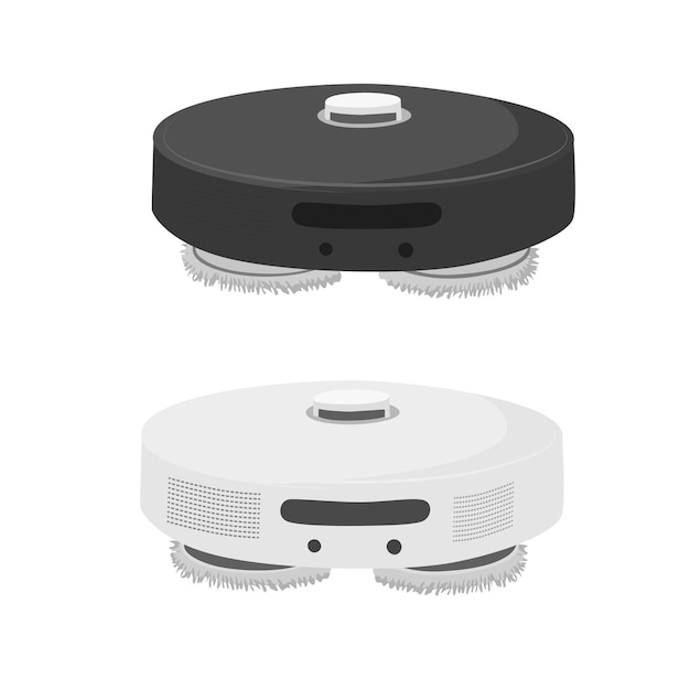 Robot vacuum cleaner vector in flat cartoon style Cleaning supplies clipart Home appliance