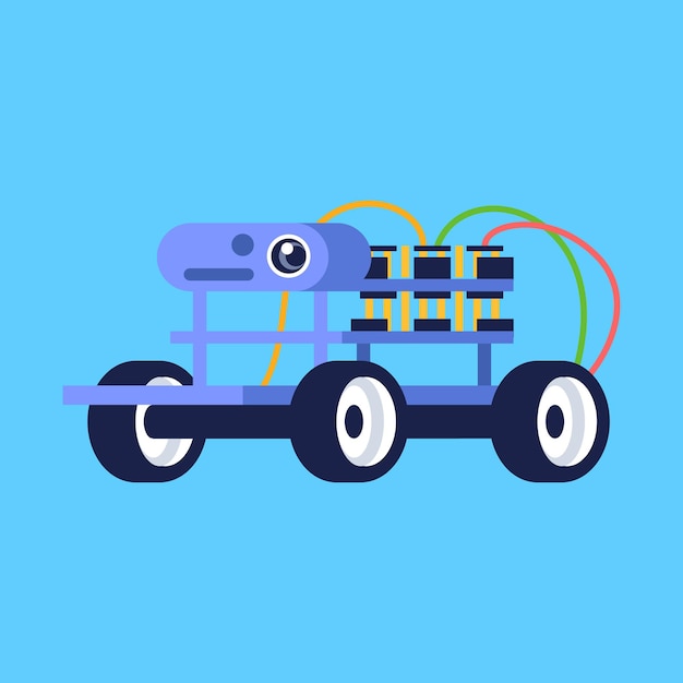 Vector robot vehicle flat vector illustration