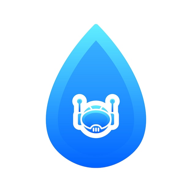 Robot water gradient logo design template icon