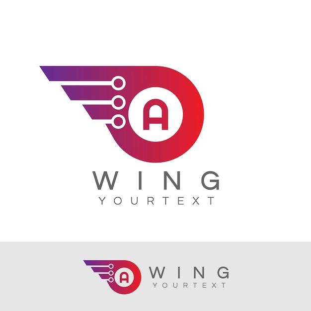 robot wings initial Letter A Logo design