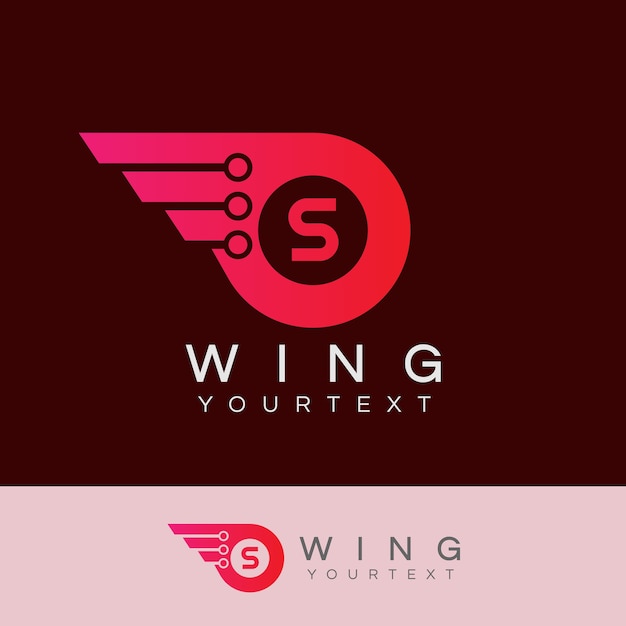 robot wings initial Letter S Logo design