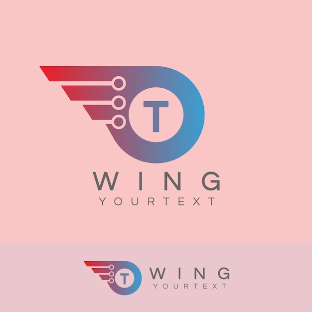 robot wings initial Letter T Logo design