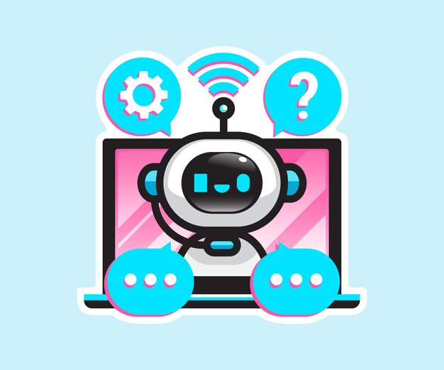 画面に吹き出しが表示されたロボット。