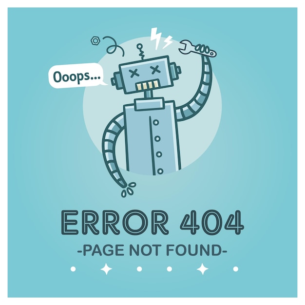 오류 404 페이지를 찾을 수 없음 메시지가 있는 로봇