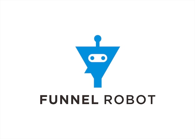 Robot con imbuto logo design illustrazione vettoriale