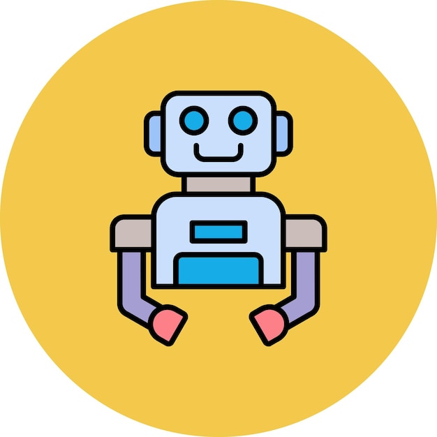 a robot with a yellow background and a yellow background