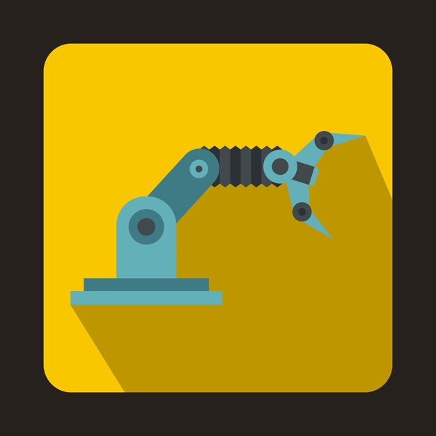 Vector robotarmpictogram in vlakke stijl met lange schaduw machinesymbool