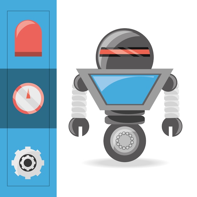 Robotbeeldverhaal van robotachtige technologie en futuristisch thema