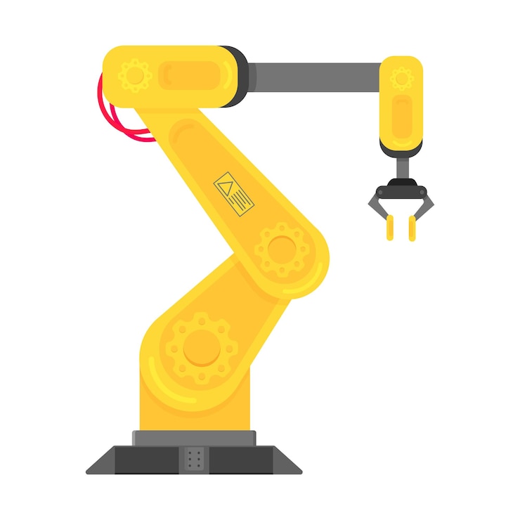 Vector robotic arm flat style design vector illustration icon sign isolated on white background