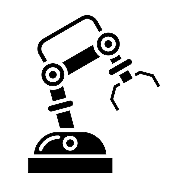 Robotic Arm Glyph Solid Black Illustration