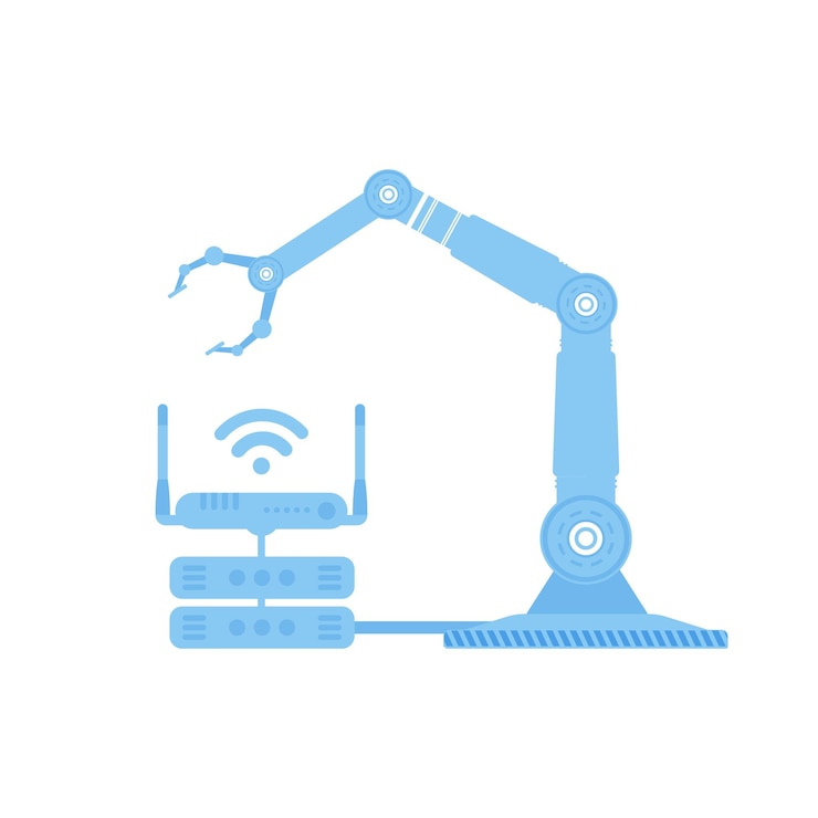 Vector robotic arm icon concept of internet of things and automation isolated vector