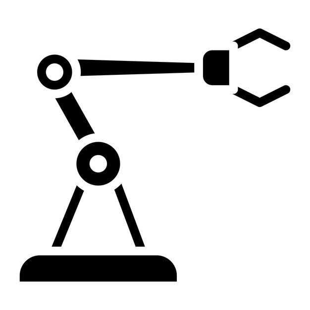 Икона векторного изображения роботизированной руки может быть использована для цепочки поставок