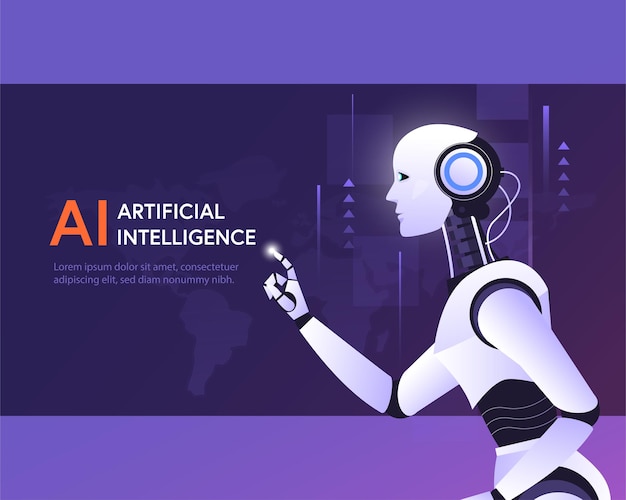 Vettore tecnologia di intelligenza artificiale robotica apprendimento intelligente dai bigdata