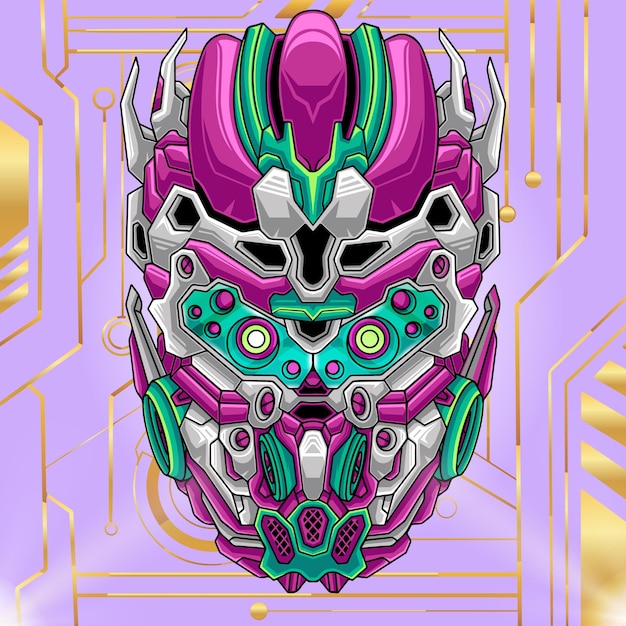 Robotic character head mecha illustration