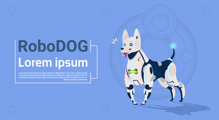 Vector 로봇 개 귀여운 가축 현대 로봇 애완 동물 인공 지능 기술