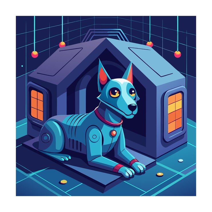 Vector robotic dog vector illustration