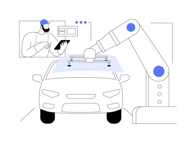 Вектор Абстрактная концептуальная векторная иллюстрация установки роботизированного стекла