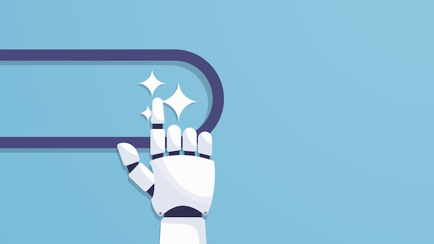 Robotic hand pointing a generative bar Artificial intelligence and Machine learning technology Robot hand using futuristic interface Vector cartoon illustration