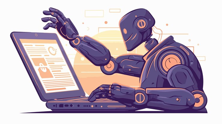 Vector robotic hand technology laptop interaction