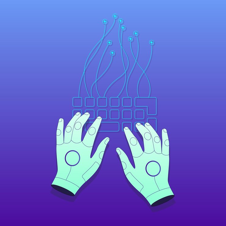 Vector robotic hand typing