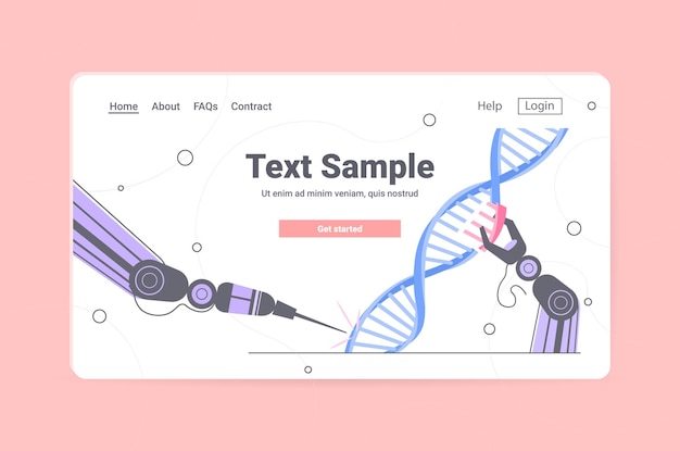 DNA 로봇으로 작업하는 로봇 손 실험실 DNA 테스트 유전 공학 인공 지능 개념 실험