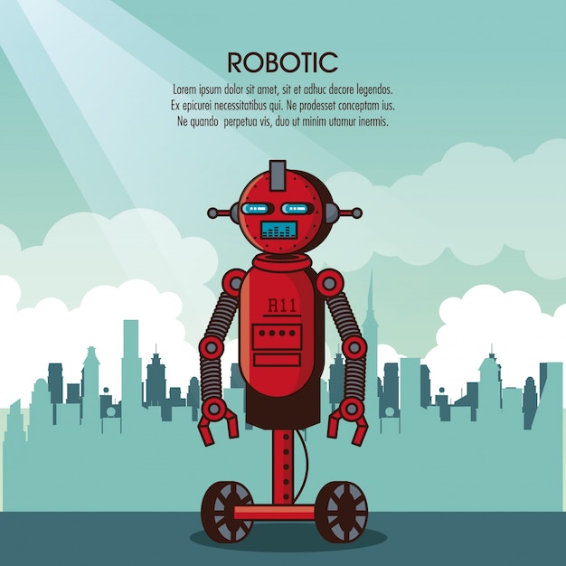 Robotic infographic cartoon