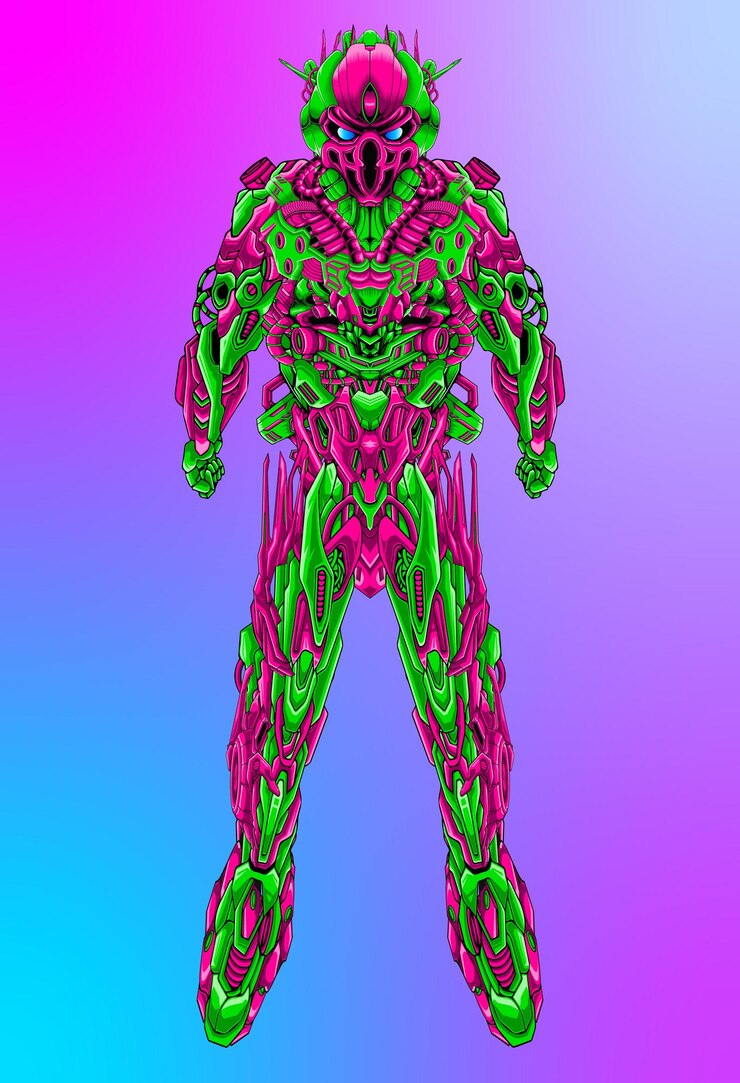 Vector robotic mecha futuristic body armor vector illustration