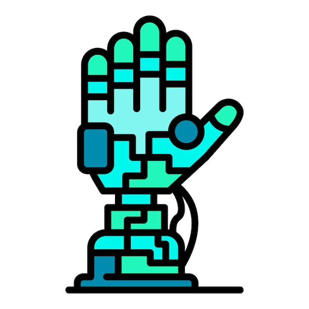 robotic palm icon outline robotic palm vector icon color flat isolated