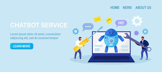 Robotic process automation innovation technology People develop chatbot with electronic tools software Artificial Intelligence in marketing FAQ Chat bot virtual assistant Customer support