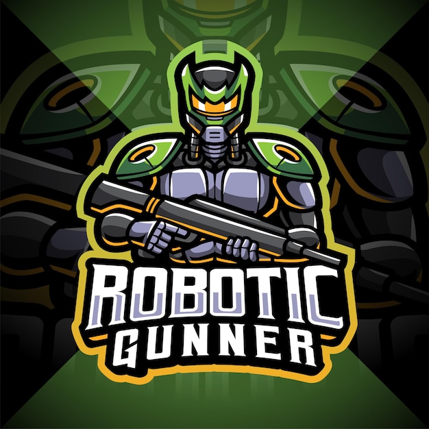 Robotic schutter esport mascotte logo ontwerp