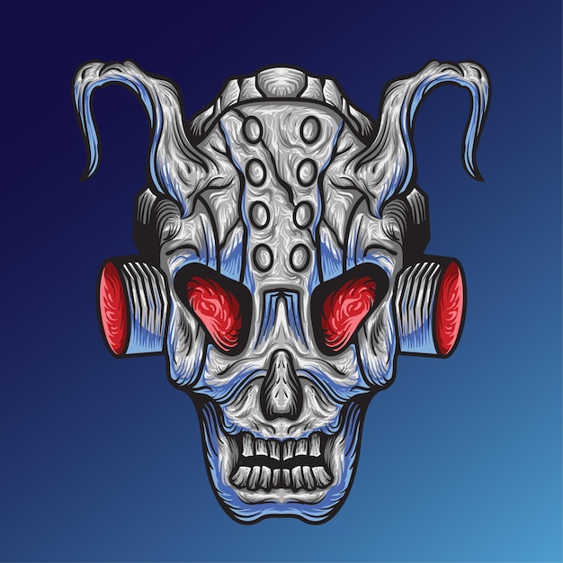 The robotic skull head illustration