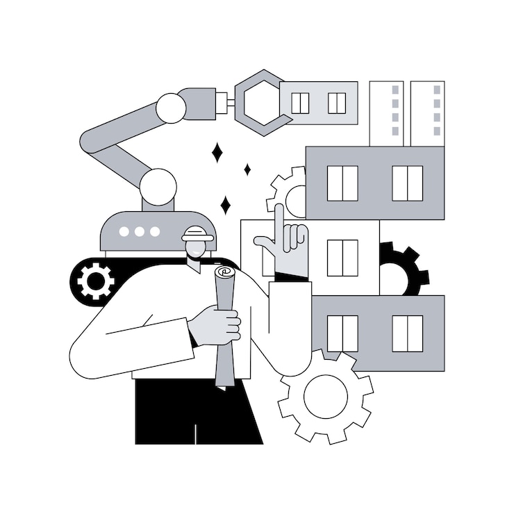 Vector robotics construction abstract concept vector illustration