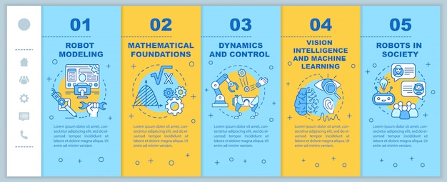 Robotics courses onboarding mobile app screen set