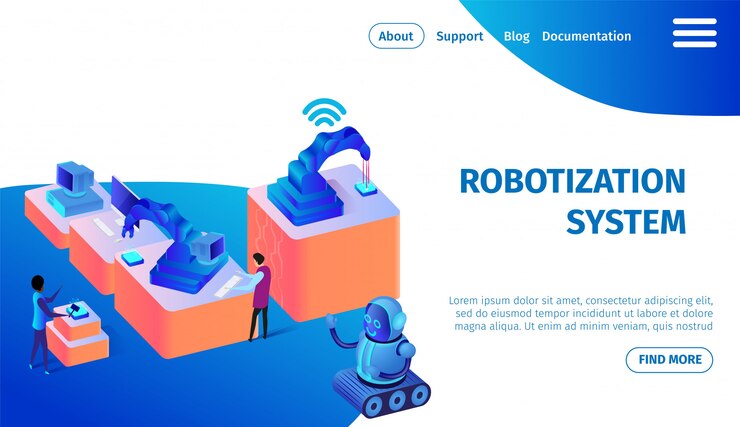Vector robotization system banner. future technologies.