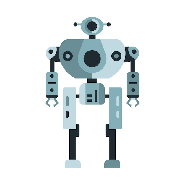 Robotmachine technologie metaal cyborg in plat Futuristisch humanoïde mascotte karakter Wetenschap robotica