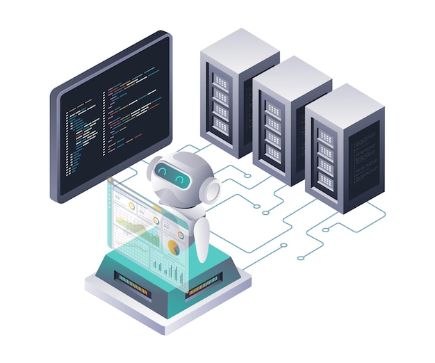Роботы анализируют данные на облачных серверах