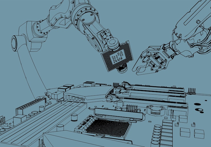Vector robots assemble a computer