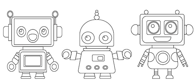 Robots coloring book childrens isolated vector