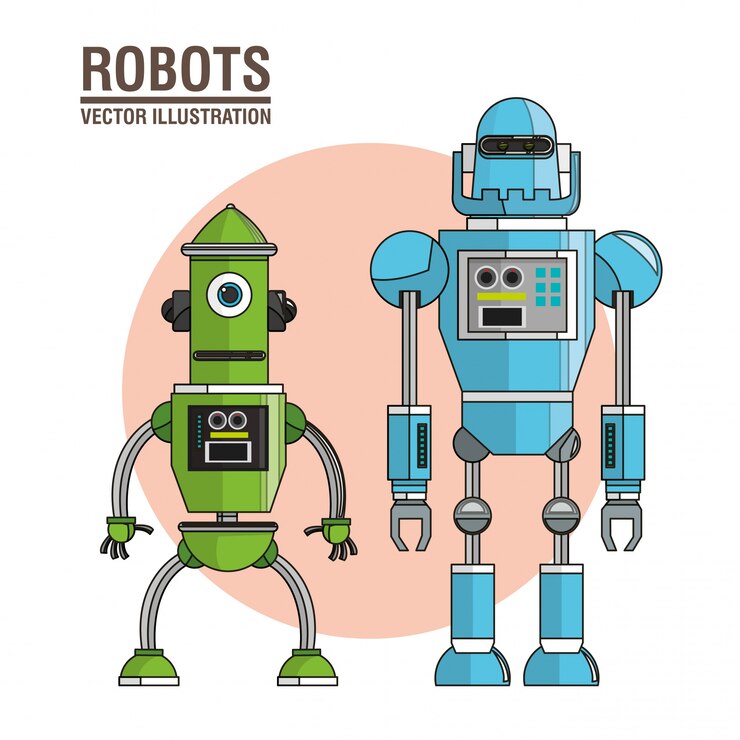 Vector robots machinery technology image