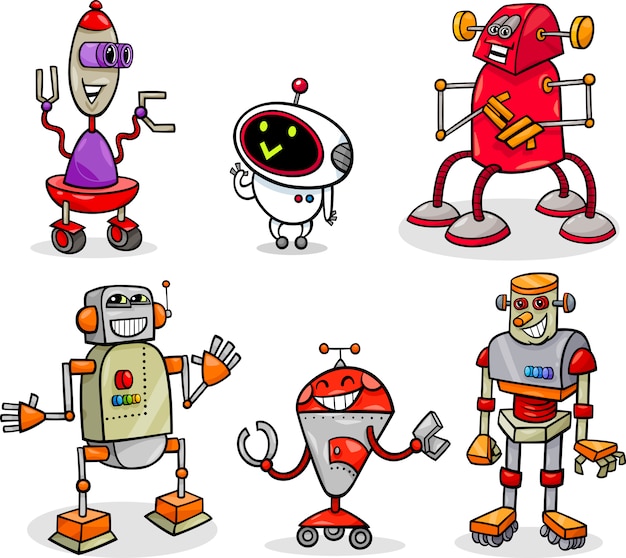 Robots of droids cartoon afbeelding instellen