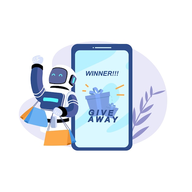 Robots winning a give away