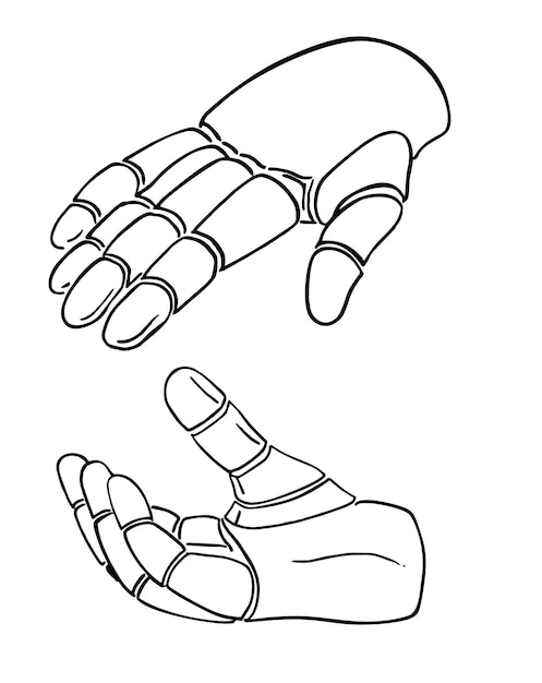 Robotvingerhanden ingesteld virtueel technologisch concept cybernetisch organisme mechanische hand