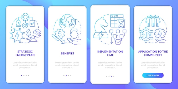 Robust energy strategy blue gradient onboarding mobile app screen