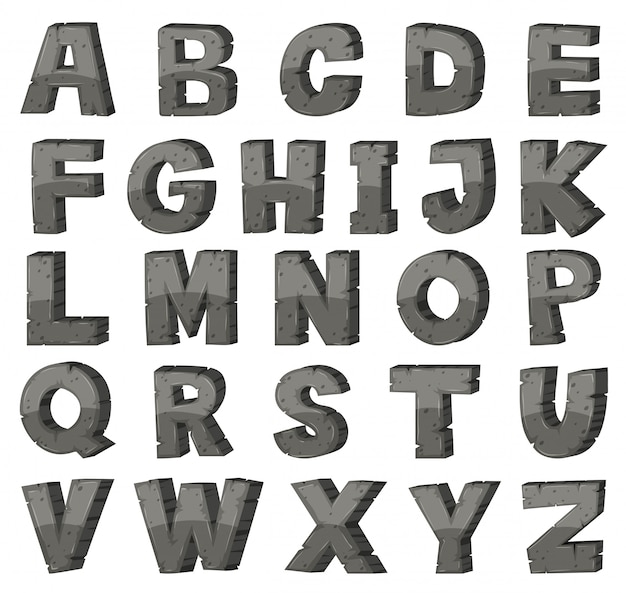 Vector rock alphabets on white background