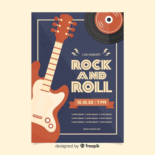 Rock and roll retro poster sjabloon